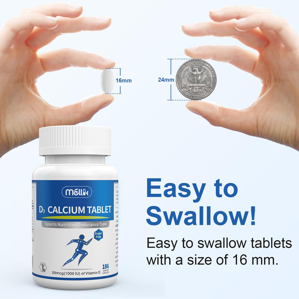 Mellk calcium ingredients label noting 1200 mg per tablet.