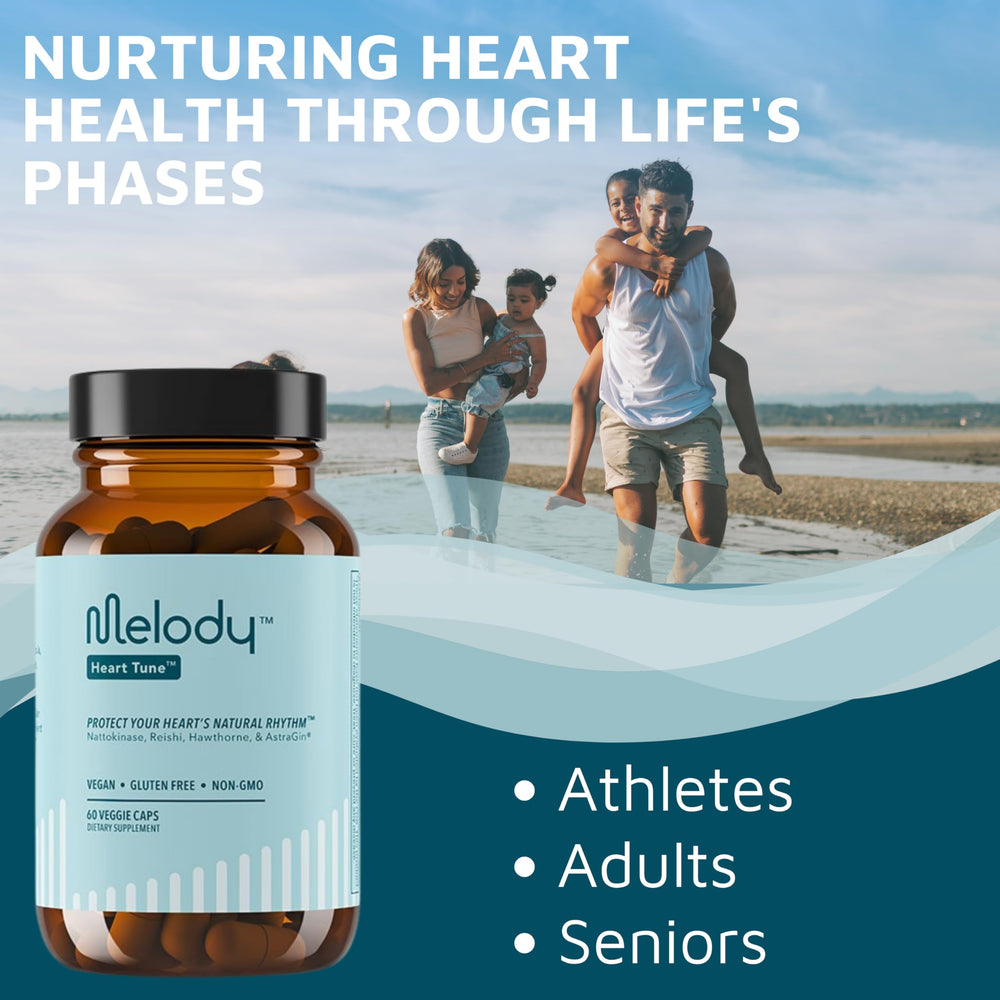 Melody Heart Tune bottle on shelf suggesting convenient daily heart support.