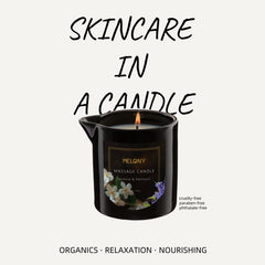Melony Luxury Massage Candle body oil application for soothing skin after bathing.