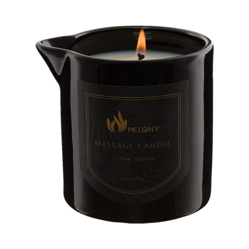 MELONY Massage Candle coffee vanilla jar open for spa-like massage
