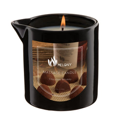 Melony Massage Oil Candle jar-lit image for calming ambience and spa-like aroma.