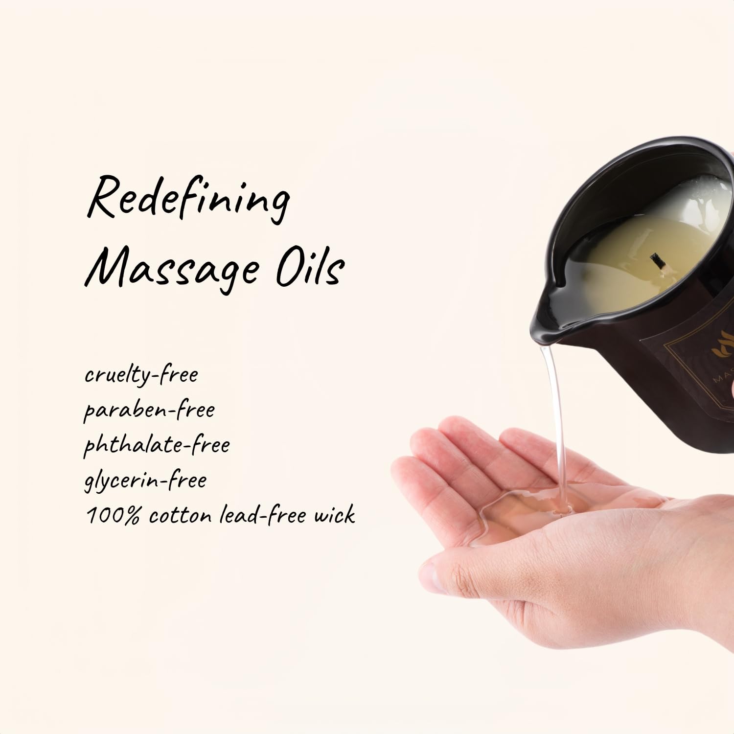 Melony massage oil candle oil-pour close-up ideal for at-home massages.