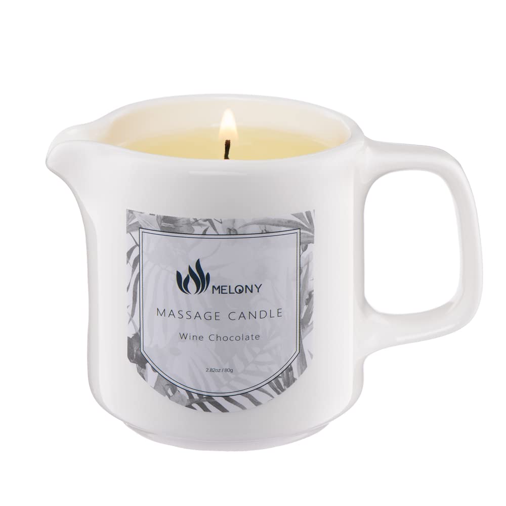 MELONY Soy Massage Candle wine-chocolate for a cozy spa-at-home experience with nourishing massage oil.