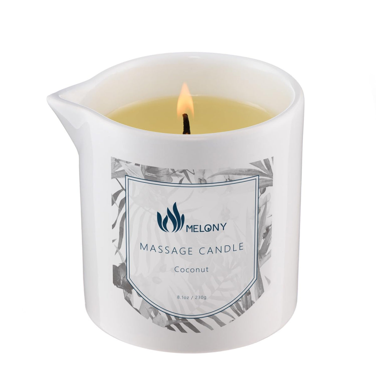 MELONY Coconut massage candle in 8oz jar for luxurious skin nourishment