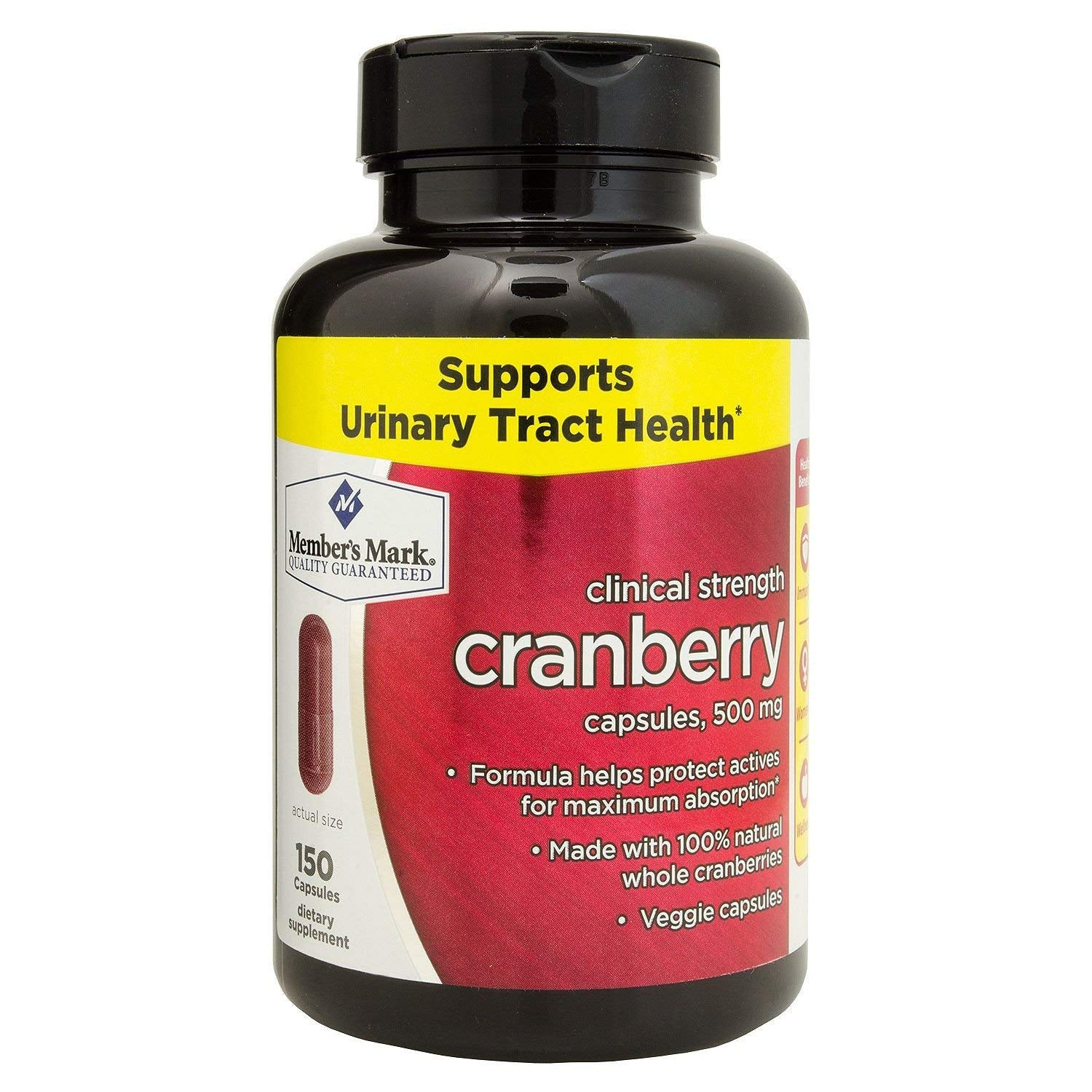 Members Mark Clinical Strength Cranberry 500mg bottle for urinary tract health support