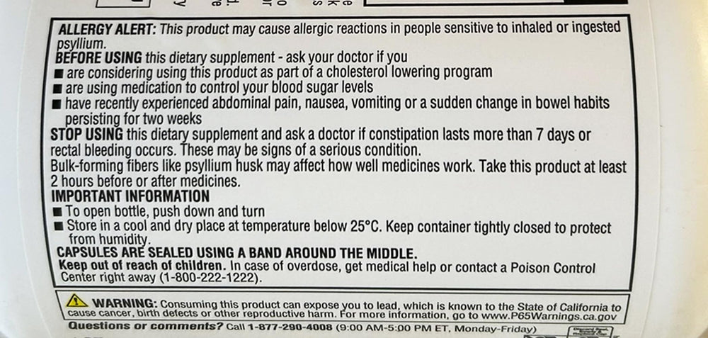 Packaging shows comparison to Metamucil Multi-Health capsules for fiber options