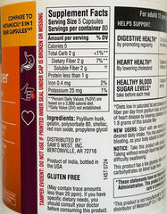 Member's Mark Fiber Capsules label close-up showing 100% natural psyllium.