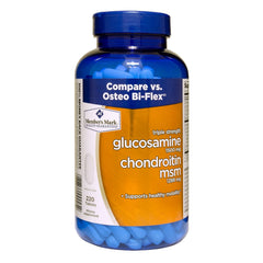Member's Mark triple-strength glucosamine bottle pouring, potential daily joint comfort