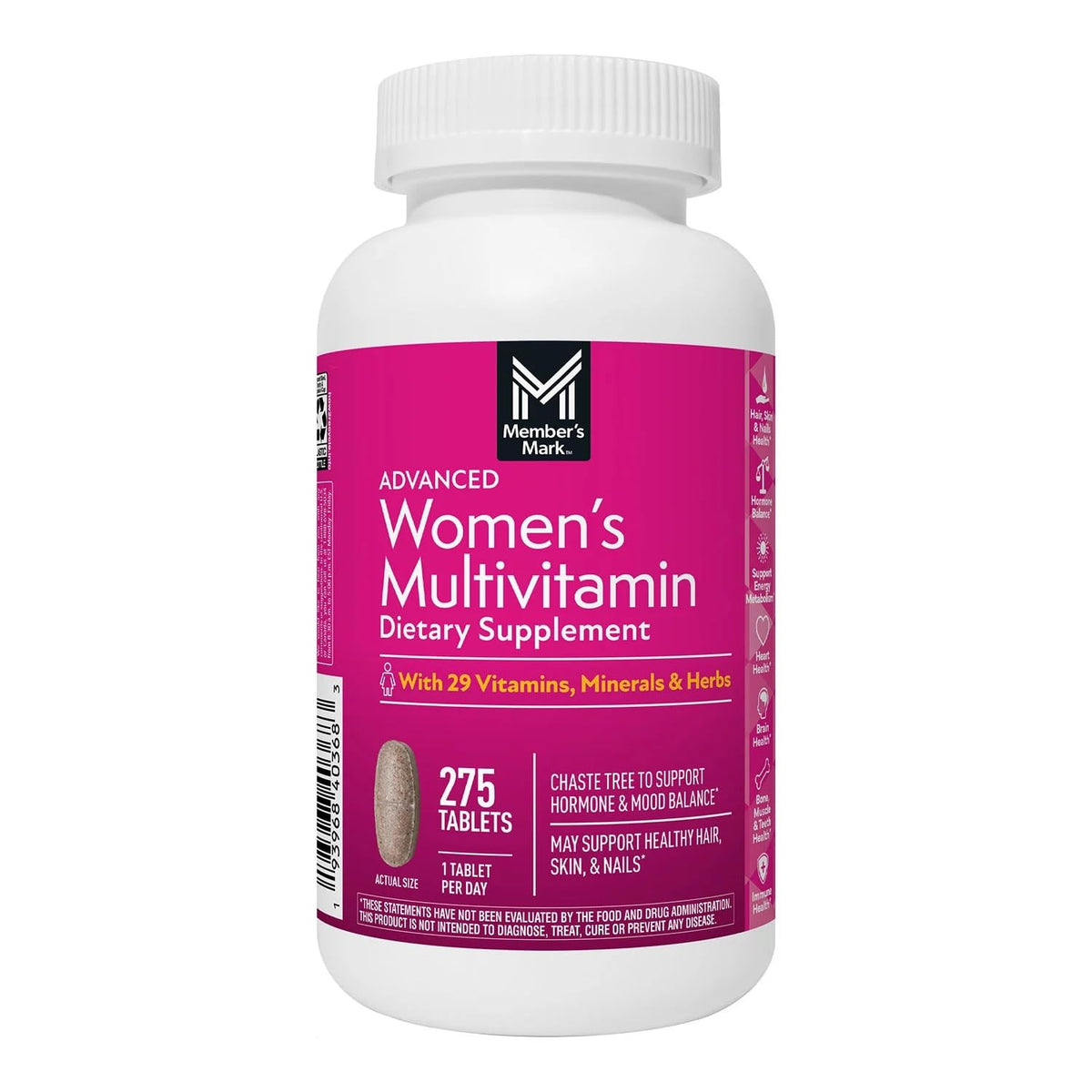 Members Mark Women's Daily Multivitamin bottle supports daily wellness.