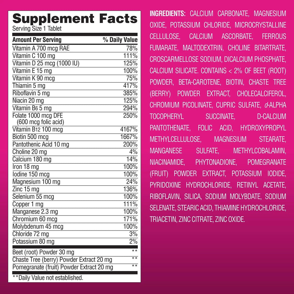 Members Mark Women's Daily Multivitamin tablets support energy and immune health.