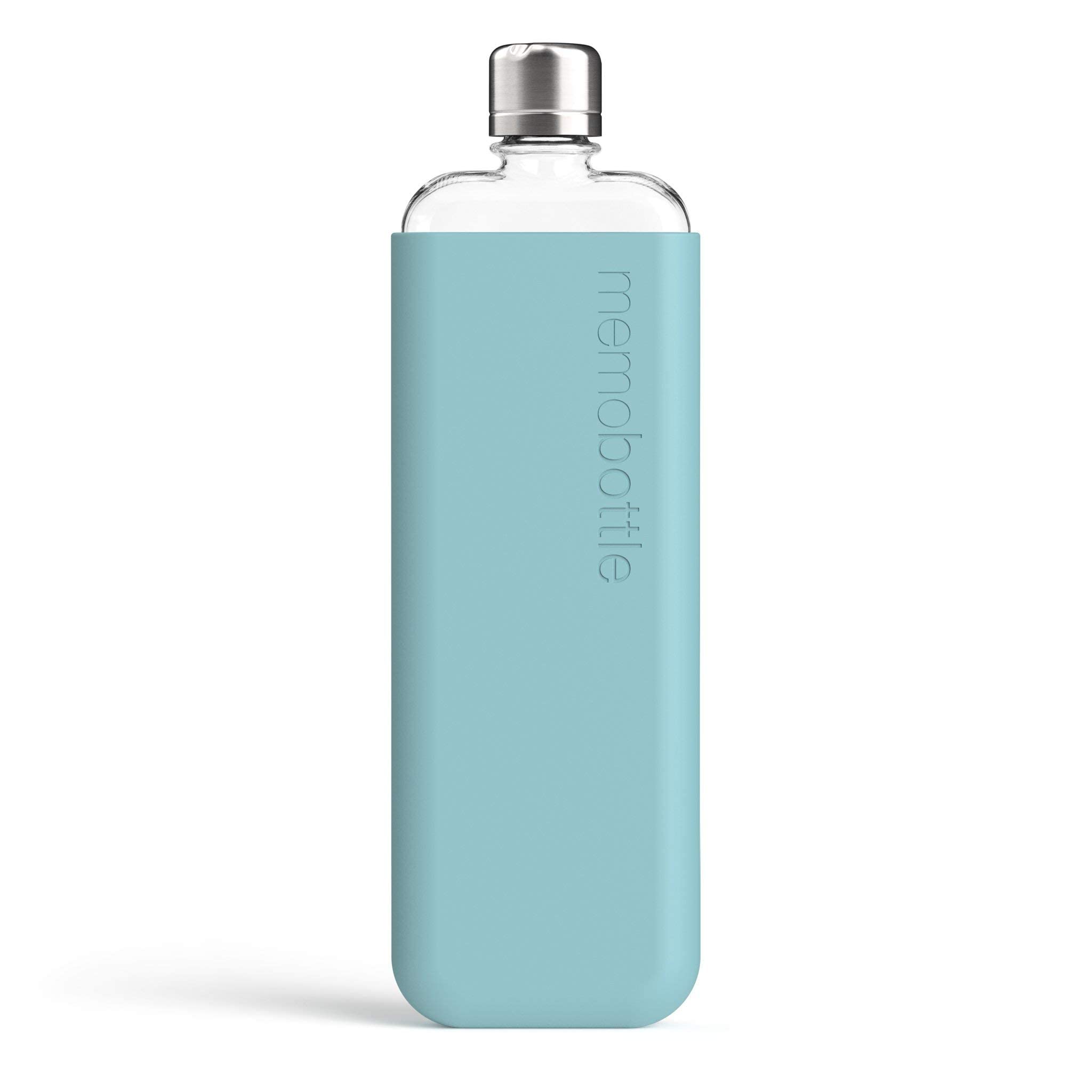 Memobottle SLIM silicone sleeve Sea Mist, front view with grip-friendly texture.