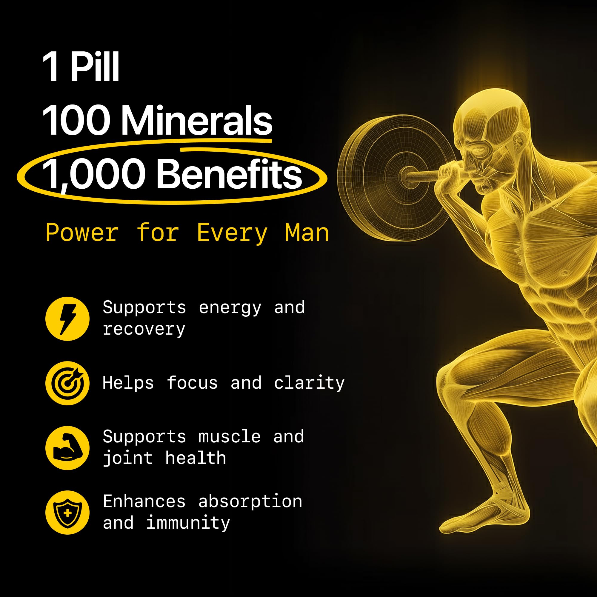 Menerals Mens Multivitamin bottle label emphasizes fulvic acid and trace minerals