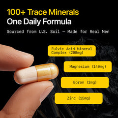 Menerals Mens Multivitamin capsules closeup showing natural mineral blend