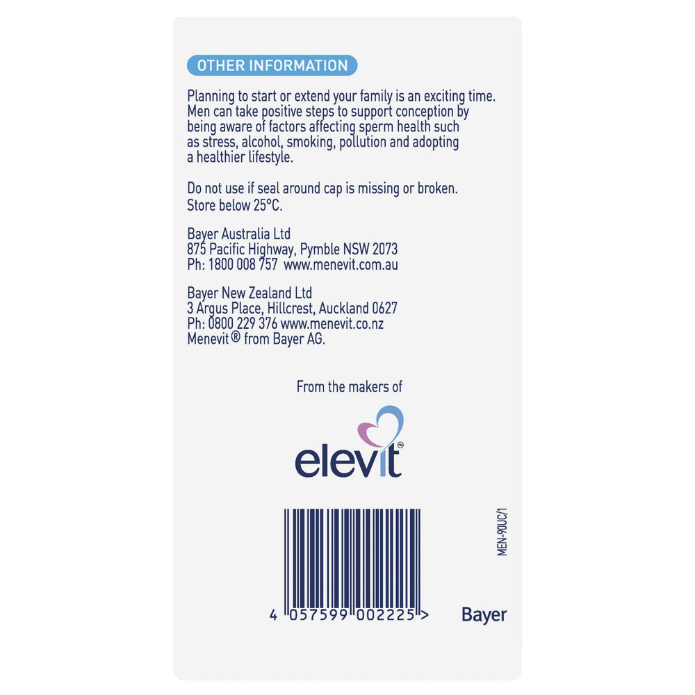 Menevit capsules with a glass of water, everyday intake
