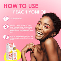 MENOMINO organic peach yoni oil packaging emphasizes natural ingredients
