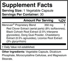 Menovair capsules close-up highlighting 30-count bottle for daily use