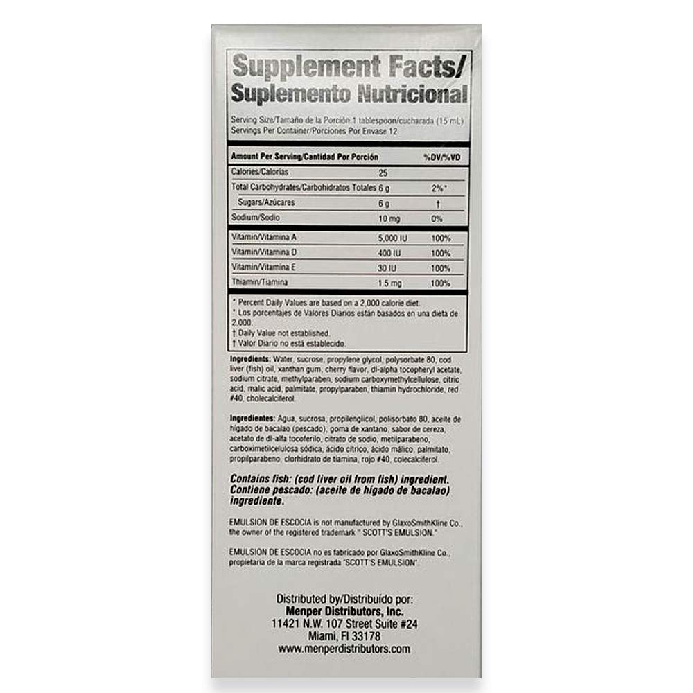 Menper Emulsion Scotland Cherry label close-up with ingredients.