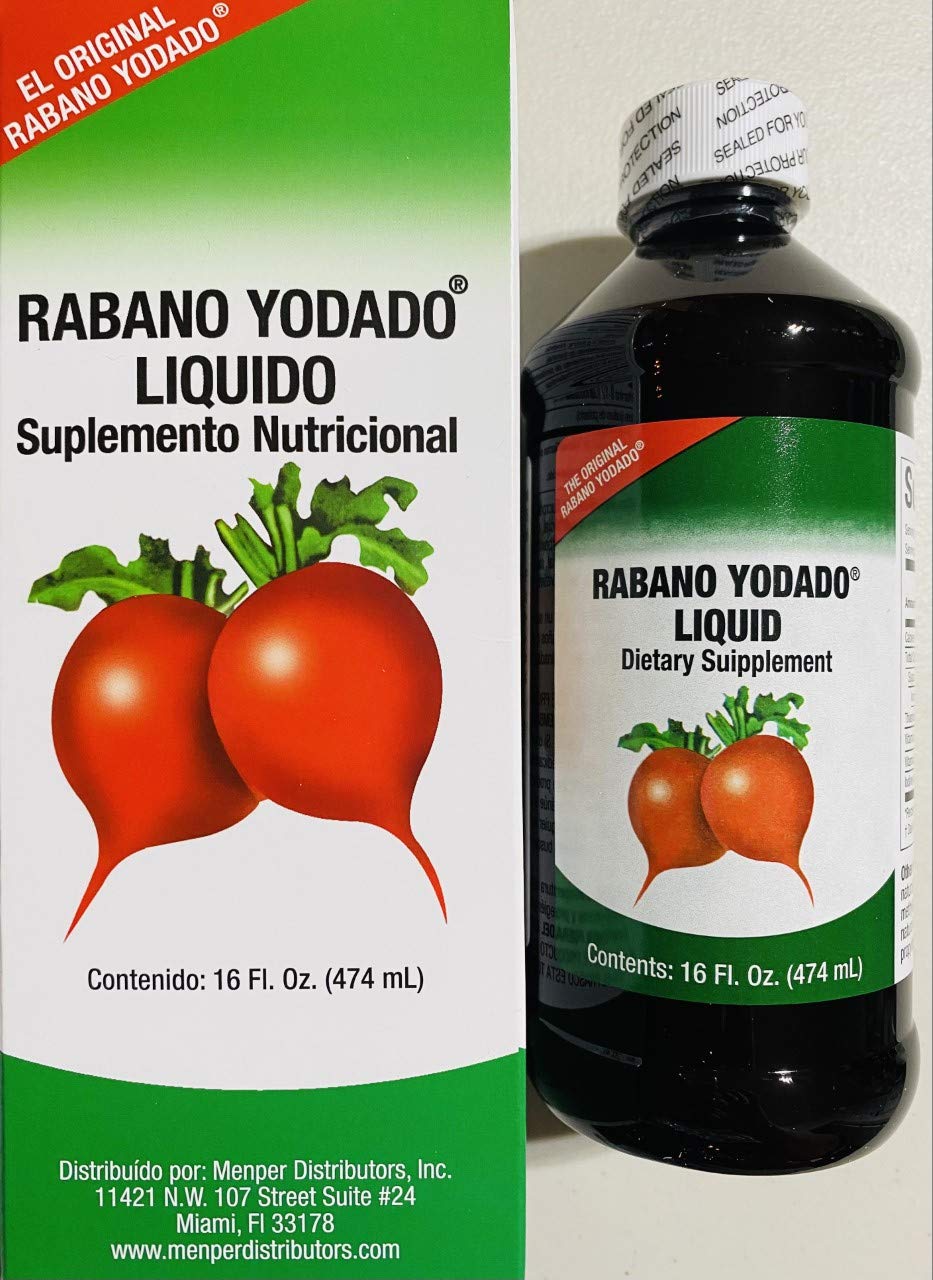 Menper Rabano Yodado Liquid bottle pouring to support daily energy and mood.