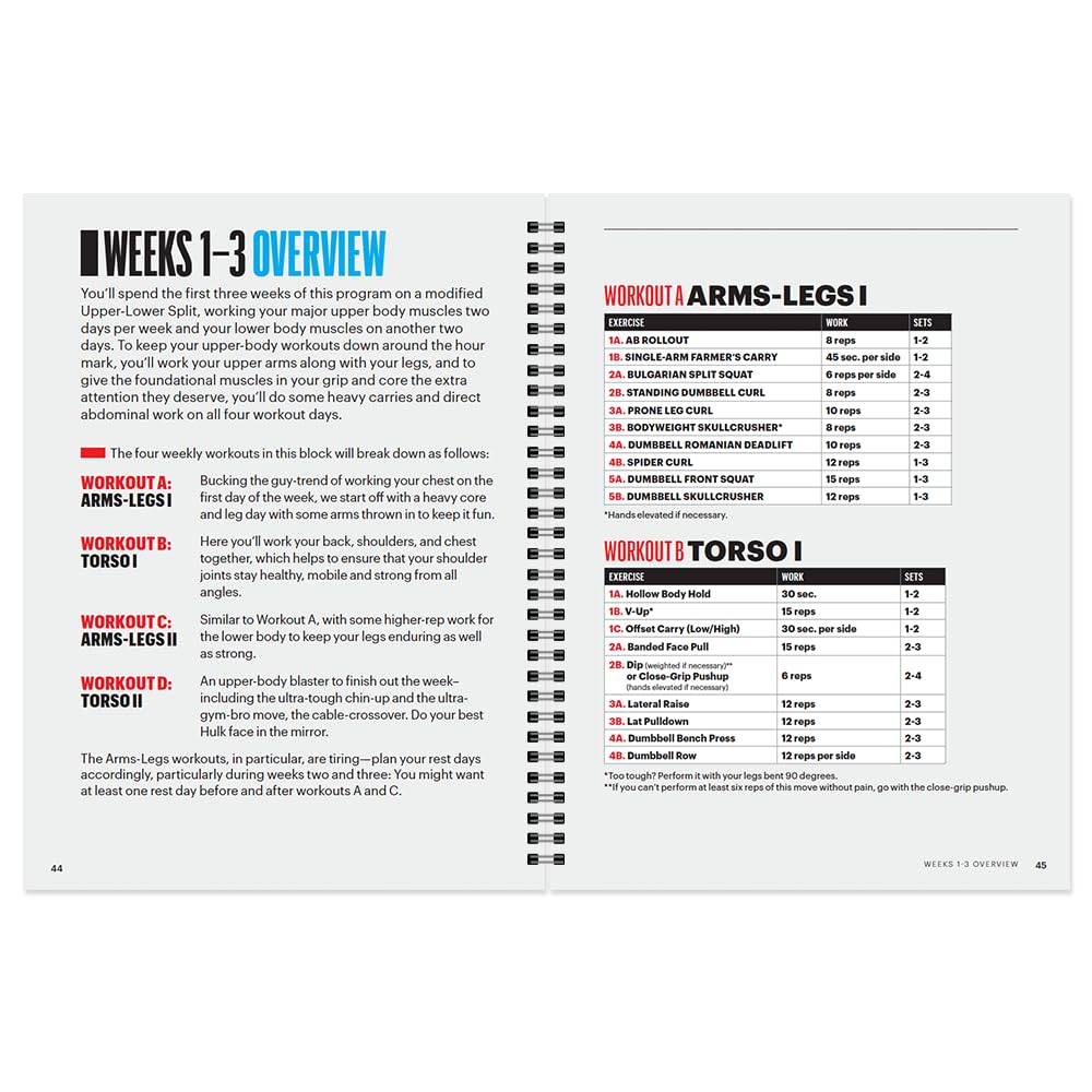 Men's Health 6-Week Lean Muscle Level-Up progress bookmark shows tracking to monitor gains.