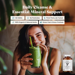 Bottle shown with smoothie for effortless daily nutrient mix