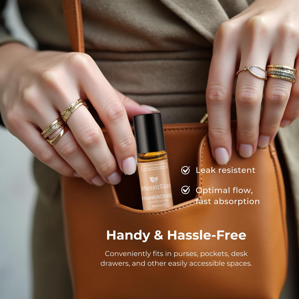 MenstrEaze applied to face and temples promotes mindful self-care daily.