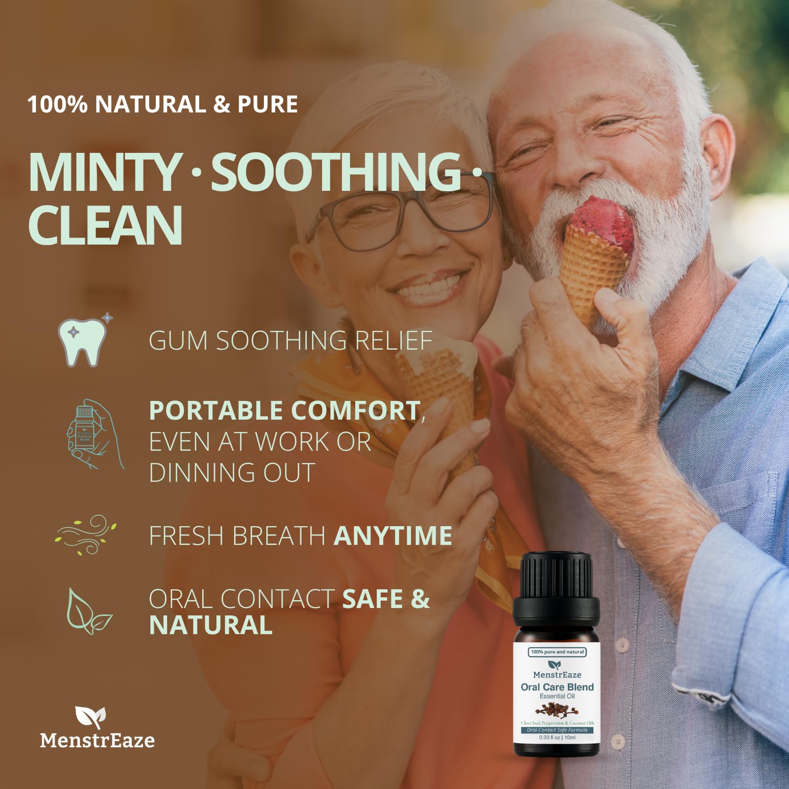 Clove oil on teeth and gums image highlighting soothing irritation and breath refresh