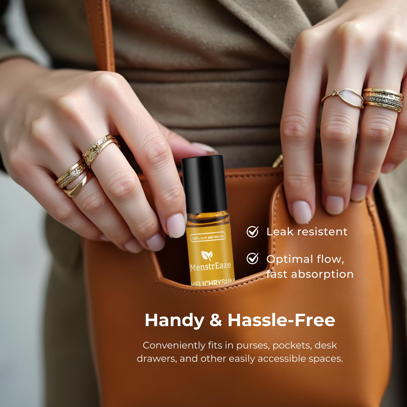MenstrEaze earthy floral aroma promotes relaxation during use.