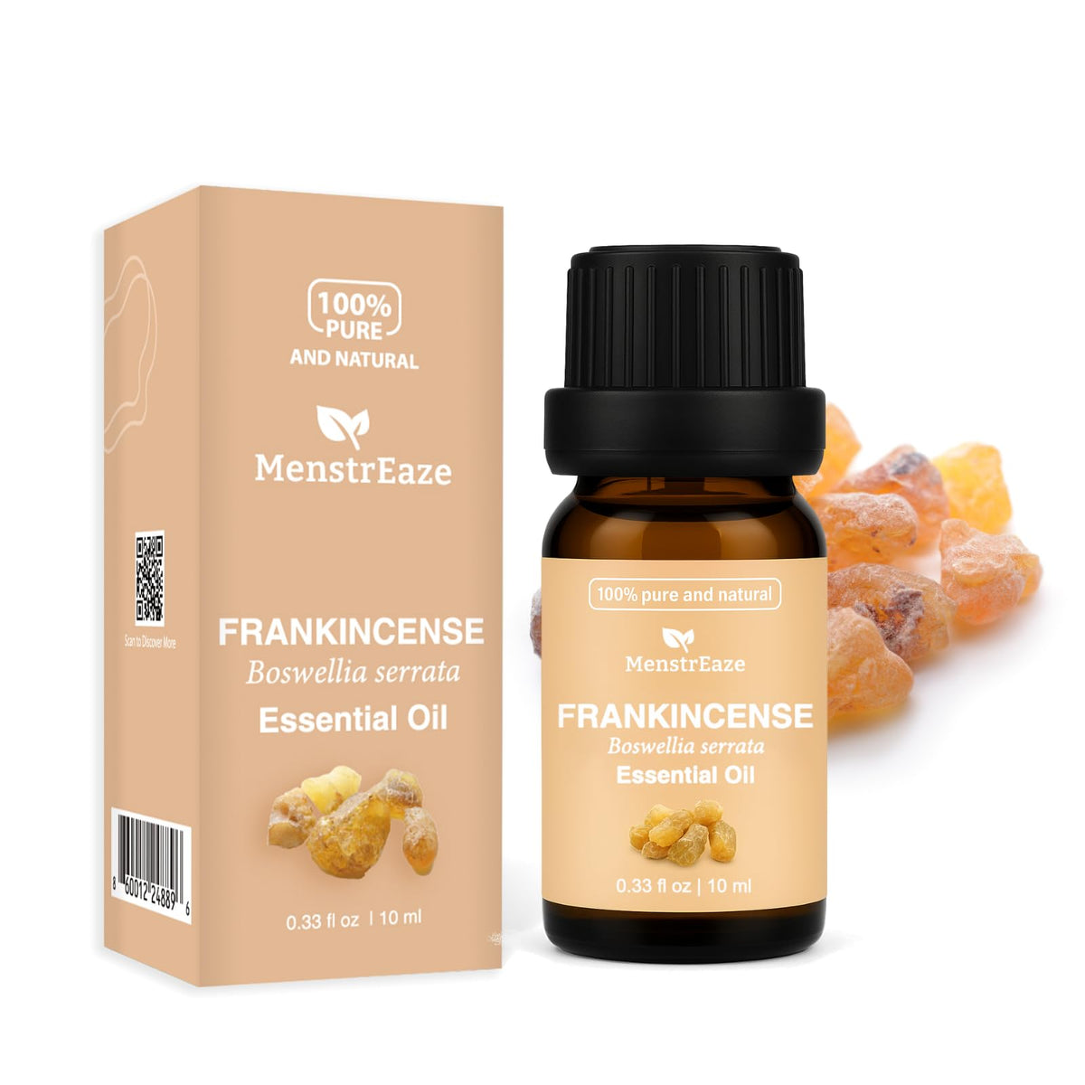 MenstrEaze frankincense oil bottle for skin-safe facial use.