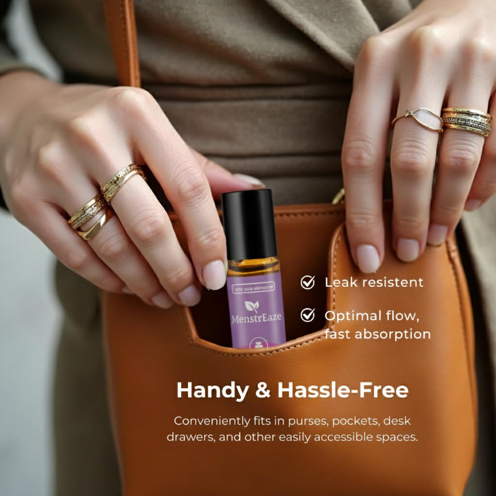 Gift-ready packaging of MenstrEaze Calm Roll-On as a thoughtful self-care present.