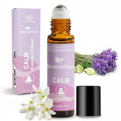 MenstrEaze Calm Roll-On bottle with lavender for gentle relaxation and sleep.