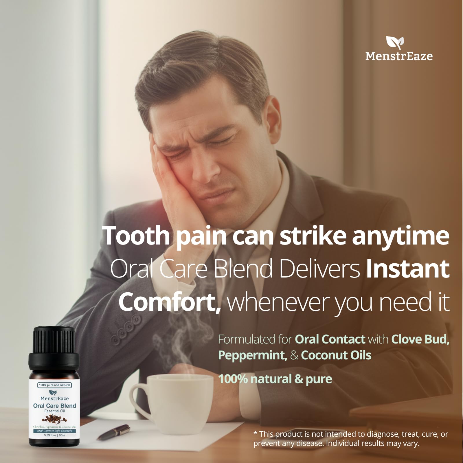 Demonstration of one-drop application for quick toothache and freshness relief