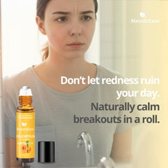 MenstrEaze rollerball close-up for soothing targeted skin use.