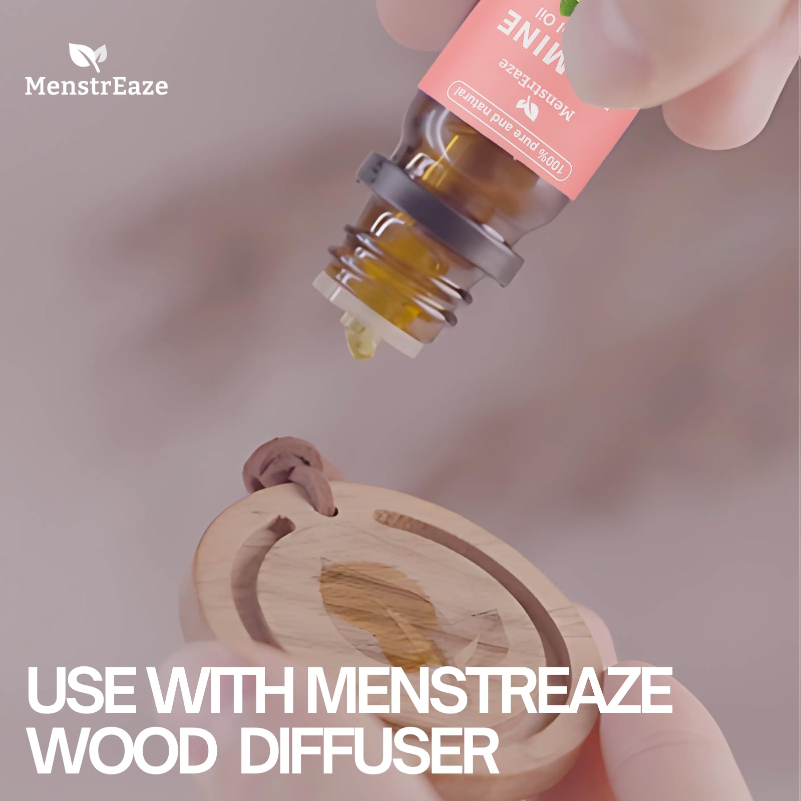 MenstrEaze Jasmine oil aromatherapy setup promotes calm and focus.