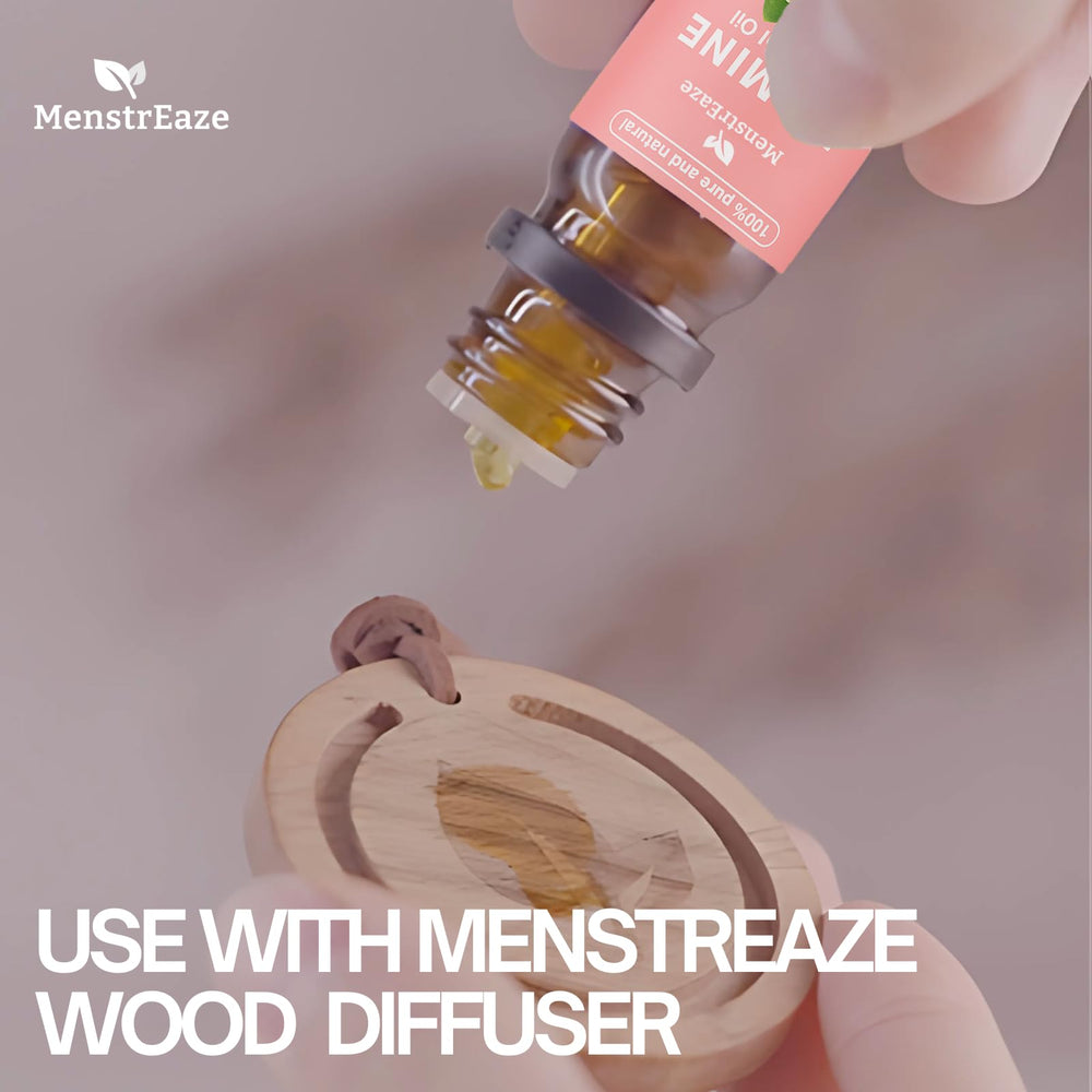 MenstrEaze Jasmine oil aromatherapy setup promotes calm and focus.