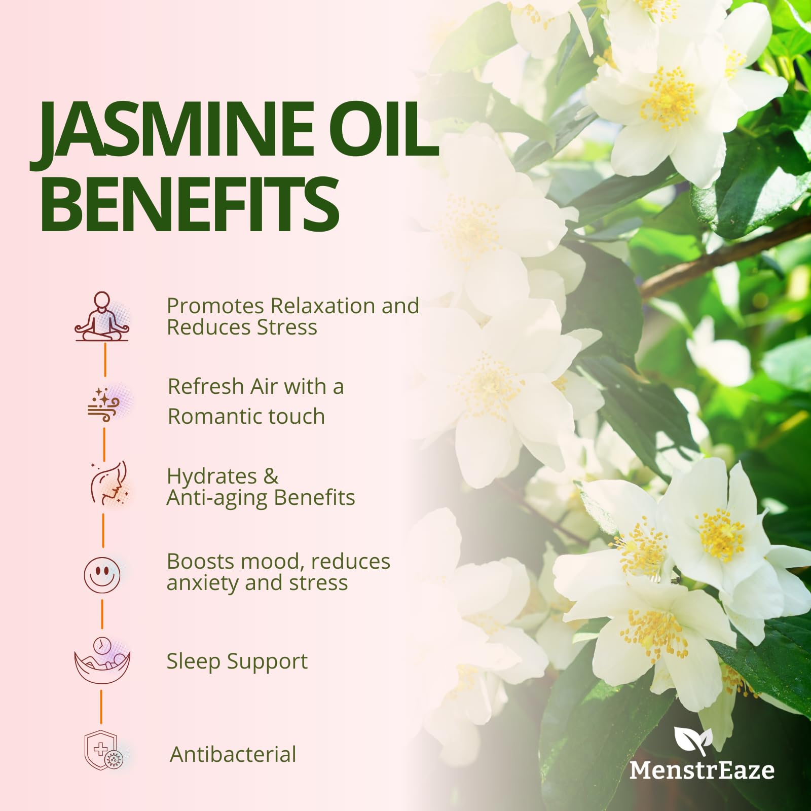 MenstrEaze Jasmine oil in candle making adds elegant floral scent.