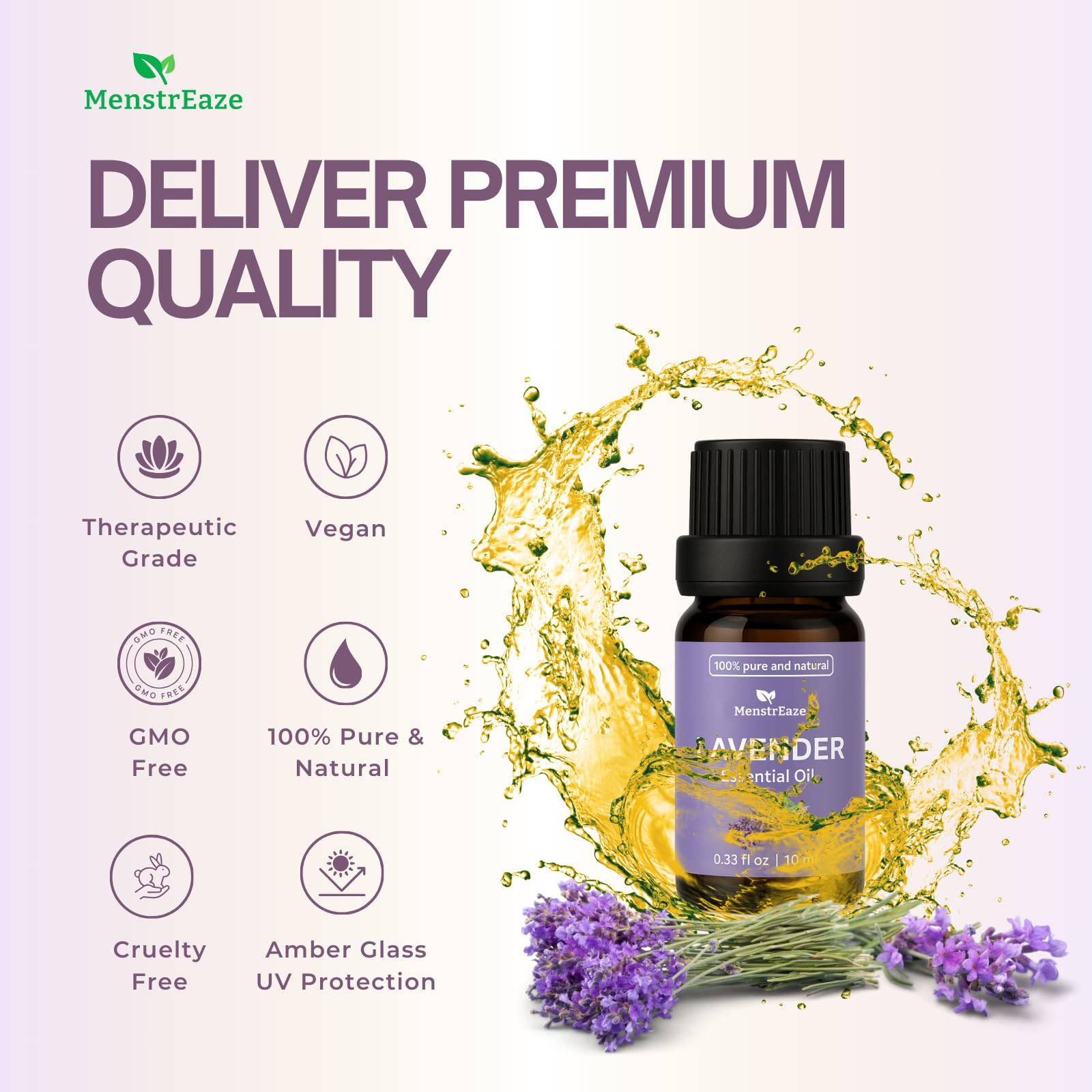 MenstrEaze lavender oil diffuser ambiance promoting spa-like mood.