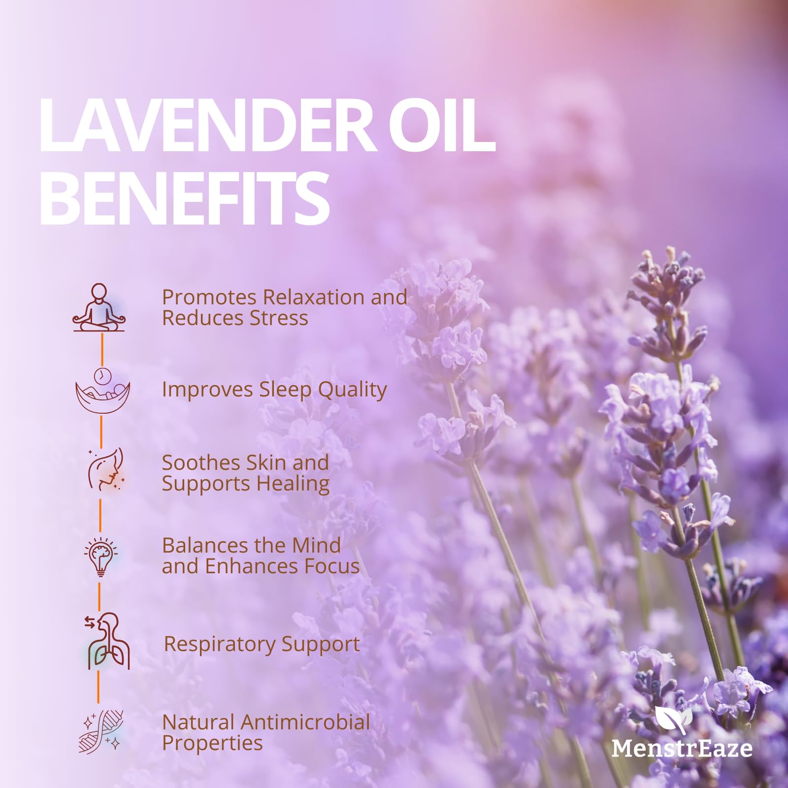 MenstrEaze lavender oil travel bottle ready for on-the-go relaxation.
