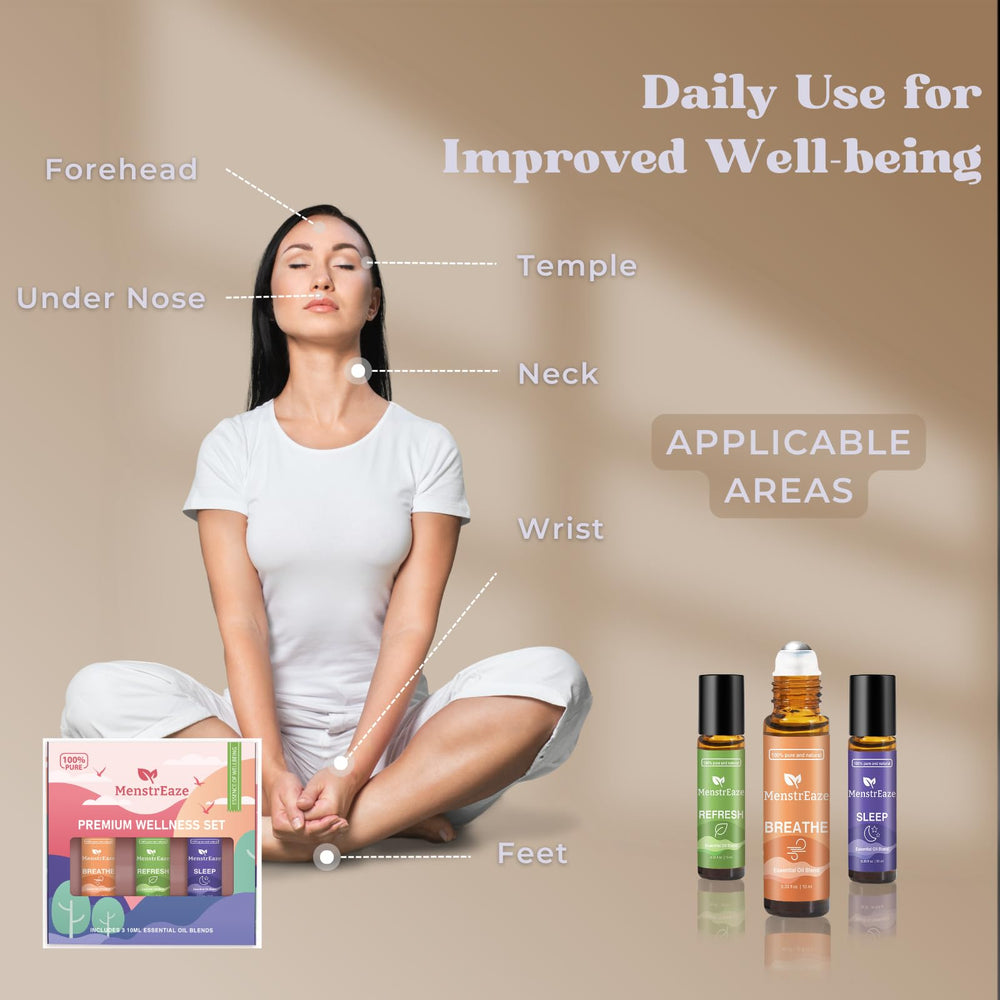 MenstrEaze travel-friendly compact set fits in bags for on-the-go serenity.