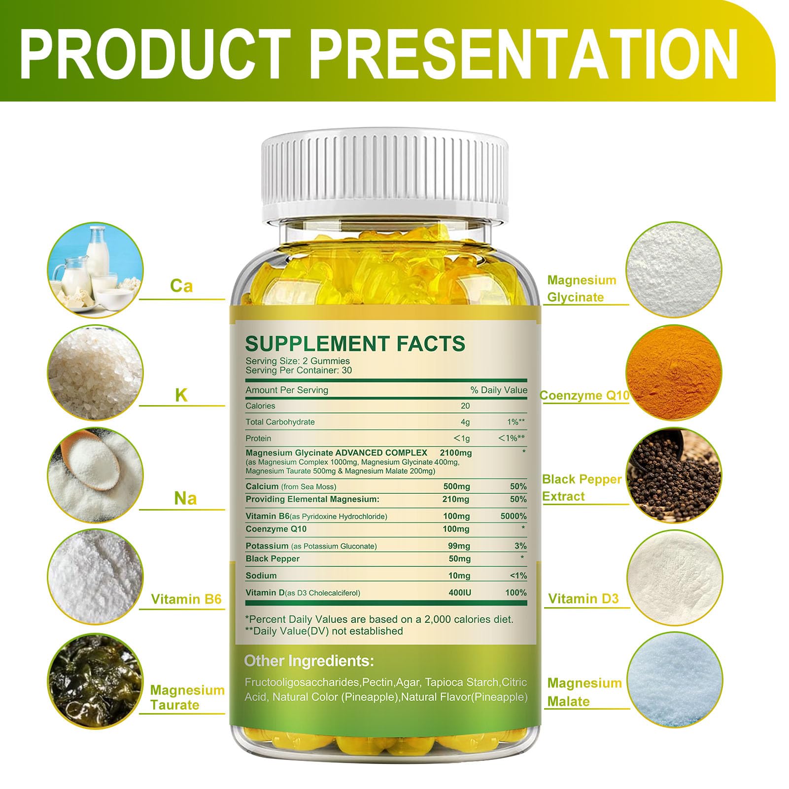 MENXI Magnesium Glycinate Gummies bottle open suggests a calming, sugar-free routine.