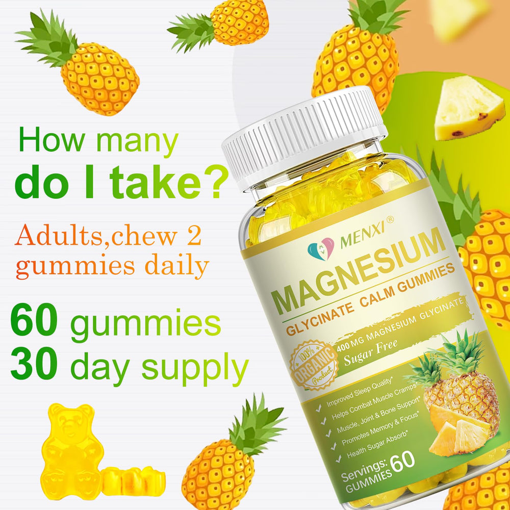 MENXI Magnesium Glycinate Gummies vegan ingredients emphasize allergen-free convenience.