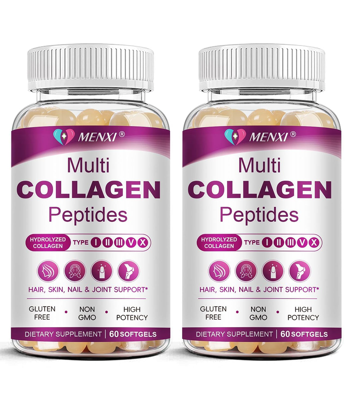 MENXI Multi Collagen softgel bottle for daily skin and joint support