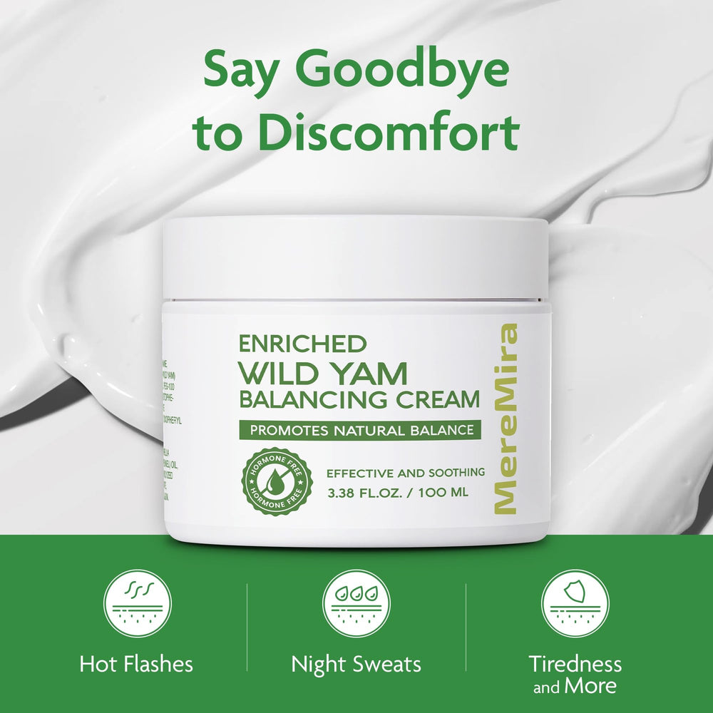 MereMira Wild Yam Cream applied to inner arm for targeted absorption