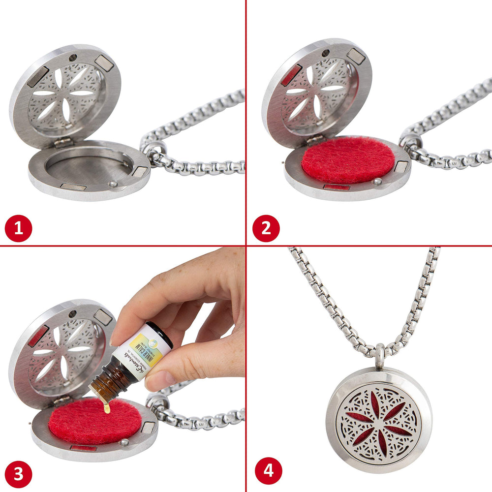 mEssentials flower of life locket design close-up detail