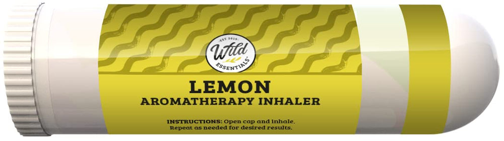 mEssentials Wild Essentials lemon inhaler back view highlighting portability.