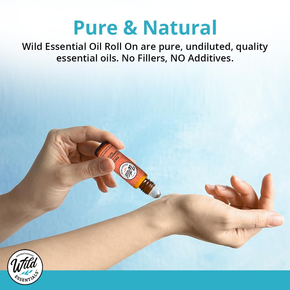 mEssentials Wild Essentials Muscle Roll-On label detail showing ingredients