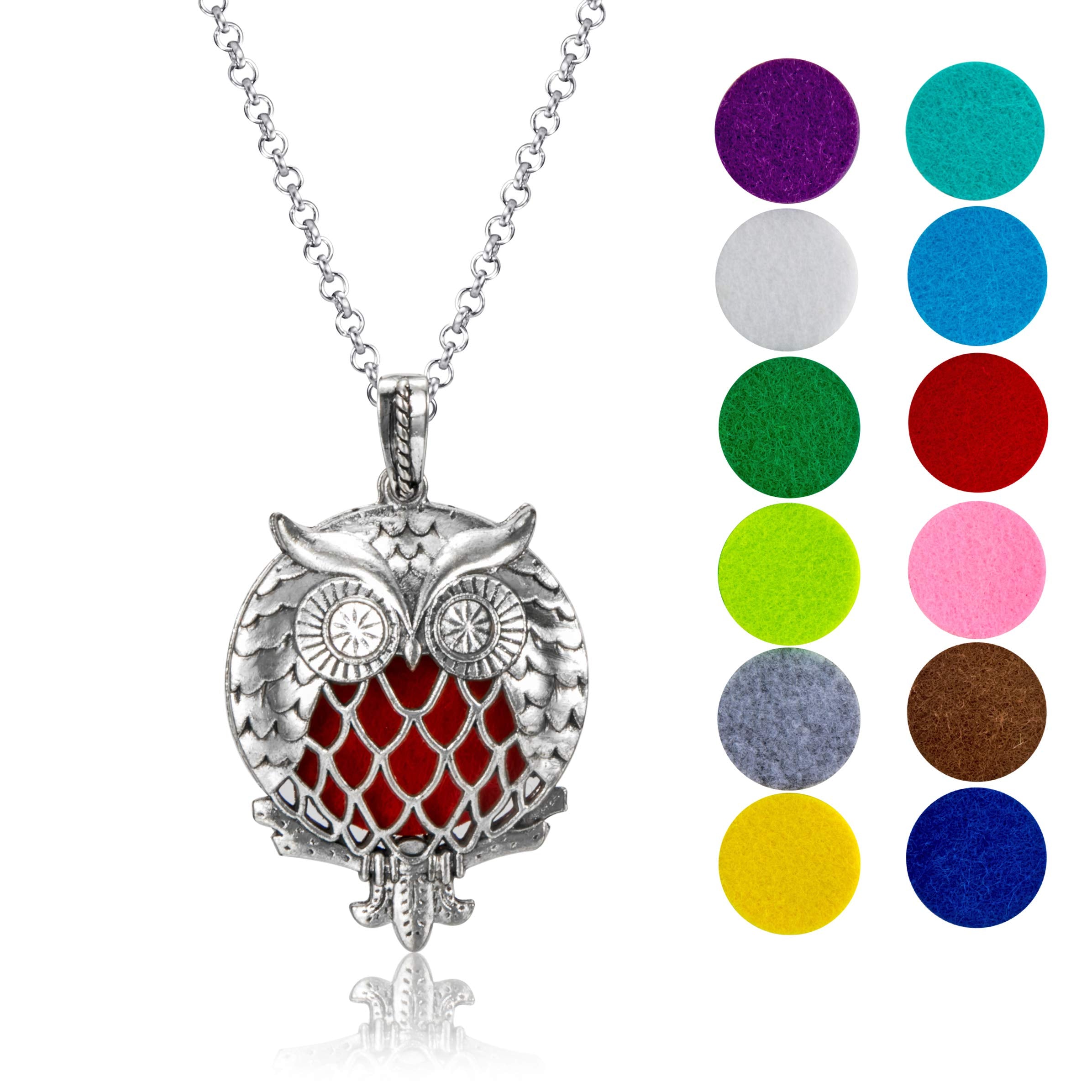 messentials Owl of Athena diffuser necklace closeup for aromatherapy on the go
