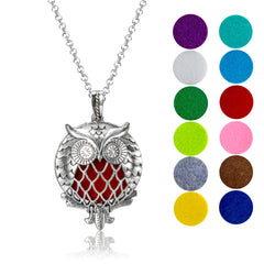messentials Owl of Athena diffuser necklace closeup for aromatherapy on the go