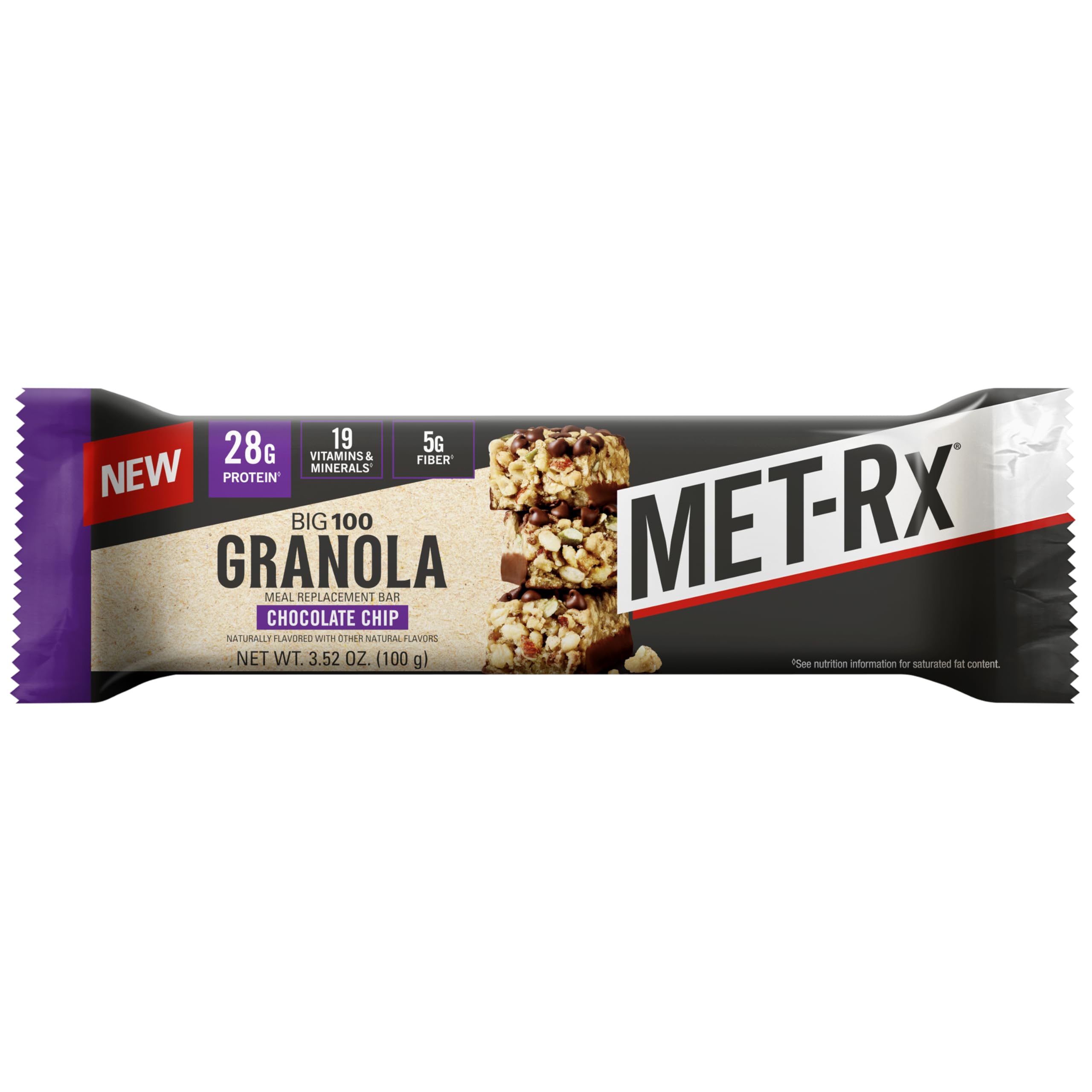 MET-Rx Big 100 Granola Bar ingredients panel showing protein blend.