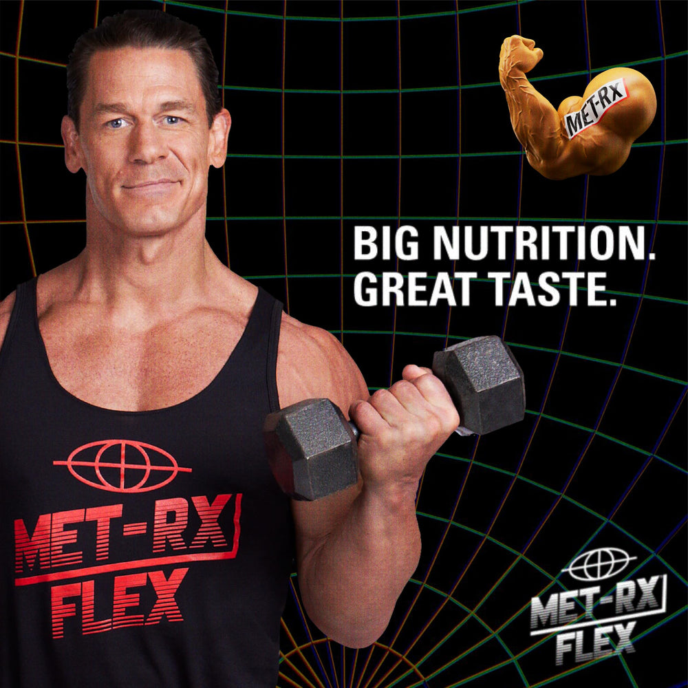 MET-Rx Big 100 Granola Bar wrapped bar ready for meal replacement.