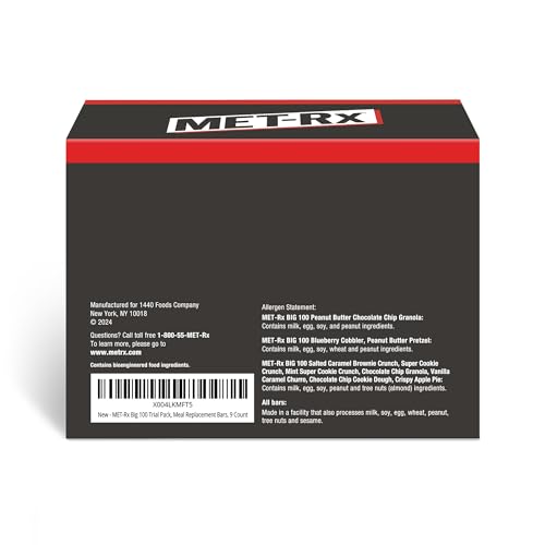 MET-Rx Big 100 trial pack back panel, nutrition details to support daily fueling.